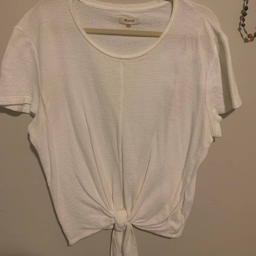 Madewell tie front white shirt